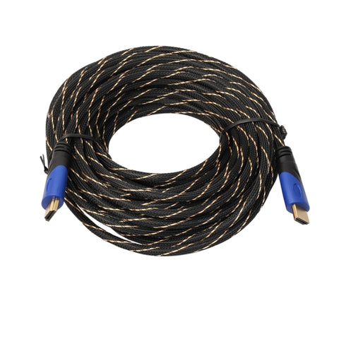 Cavo adattatore per connettore audio video HDMI maschio a HDMI maschio da 15 m HDMI 1.4 versione 1080P intrecciato blu testa nera, Length: 15m
