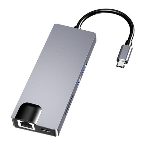 HW-TC12 Adaptateur HUB d'extension multifonctionnel 8 en 1 Type-C / USB-C Lecteur de hub HDMI / VGA + fiche réseau