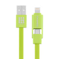 HAWEEL 1m 2 in 1 Micro USB & 8 Pin to USB Data Sync Charge Cable, 2 in 1, 2 in 1 Cable in two connectors