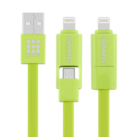 Cavo di ricarica per sincronizzazione dati HAWEEL da 1 m 2 in 1 Micro USB e 8 pin a USB, 2 in 1 Cavo in due connettori, 2 in 1