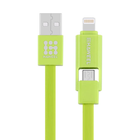 Cavo di ricarica per sincronizzazione dati HAWEEL da 1 m 2 in 1 Micro USB e 8 pin a USB, 2 in 1 Cavo in due connettori, 2 in 1