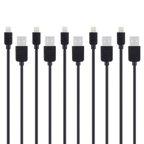 Kit de 5 câbles HAWEEL de synchronisation et de synchronisation à haute vitesse de 8 broches vers USB de 1 m pour iPhone, iPad, 5 pièces