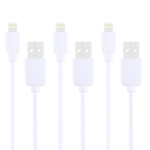 Kit de 3 câbles HAWEEL de 1 m à haute vitesse de 8 broches vers USB pour synchronisation et synchronisation pour iPhone, iPad, 3 pièces