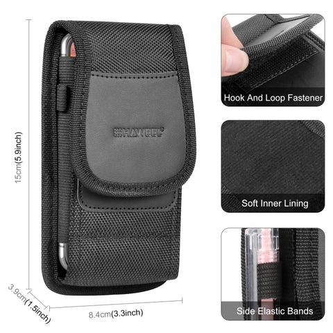 HAWEEL Custodia da trasporto con clip da cintura per telefono in tessuto di nylon da 4,7 pollici con slot per schede, Vertical 4.7 inch