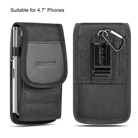 HAWEEL Custodia da trasporto con clip da cintura per telefono in tessuto di nylon da 4,7 pollici con slot per schede, Vertical 4.7 inch