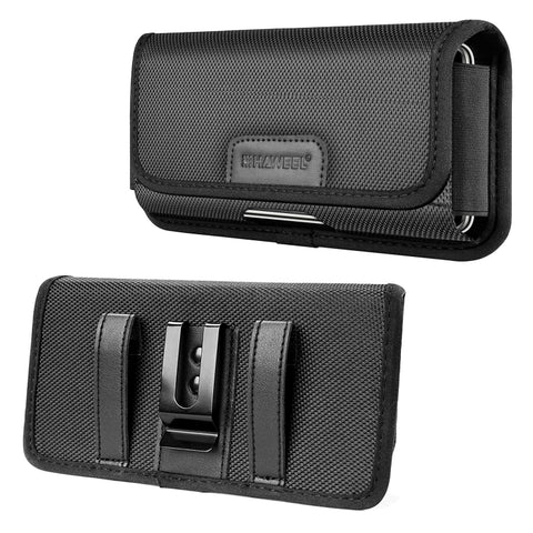 HAWEEL Custodia da trasporto orizzontale con clip da cintura per telefono in tessuto di nylon da 6,1-6,8 pollici con slot per schede, Horizontal 6.1-6.8 inch