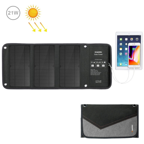 Chargeur de panneau solaire HAWEEL de 21 W avec double porte USB de 5 V 3 A max, panneau de 21 W (B)