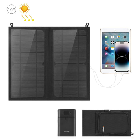 Batterie rechargeable pour panneau solaire HAWEEL de 12 W à 2 panneaux avec double porte USB massive de 5 V / 3,1 A, prise en charge QC3.0 et AFC, 12 W 2 panneaux