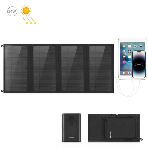 Batterie rechargeable pour panneau solaire HAWEEL de 24 W à 4 panneaux avec double porte USB massive de 5 V / 3,1 A, prise en charge QC3.0 et AFC, 24 W 4 panneaux