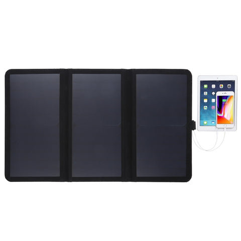 HAWEEL Batterie de panneau solaire à ultrasons rechargeable en 3 parties de 21 W 5 V / 3 A avec double porte USB, prise en charge QC3.0 et AFC, Ultrathin 21W