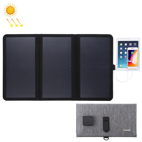 HAWEEL Batterie de panneau solaire à ultrasons rechargeable en 3 parties de 21 W 5 V / 3 A avec double porte USB, prise en charge QC3.0 et AFC, Ultrathin 21W