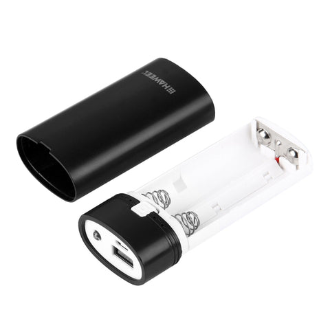 HAWEEL DIY 2x 18650 Batterie (non incluse) 5600mAh Power Bank Shell Box avec prise USB et indicateur, DIY 2 Batteries (Noir), DIY 2 Batteries (Blanc)