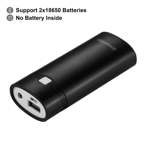 HAWEEL DIY 2x 18650 Batterie (non incluse) 5600mAh Power Bank Shell Box avec prise USB et indicateur, DIY 2 Batteries (Noir), DIY 2 Batteries (Blanc)