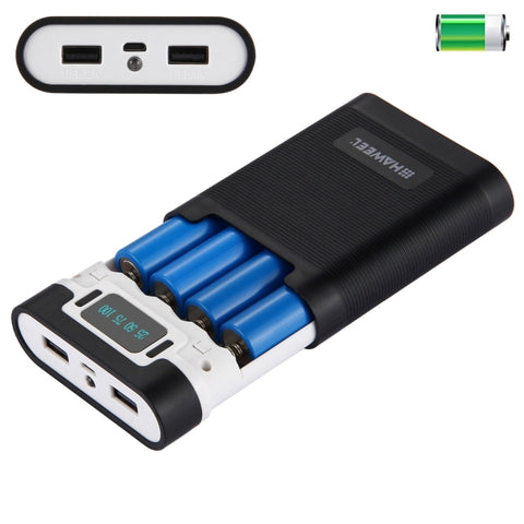 HAWEEL DIY 4 x 18650 Batteria (non inclusa) 10000mAh Power Bank Shell Box con 2 uscite USB e display per iPhone, Galaxy, Sony, HTC, Google, Huawei, Xiaomi, Lenovo e altri smartphone, DIY 4 x 18650 10000mAh  Battery (US), DIY 4x 18650 Batteries 10000mAh
