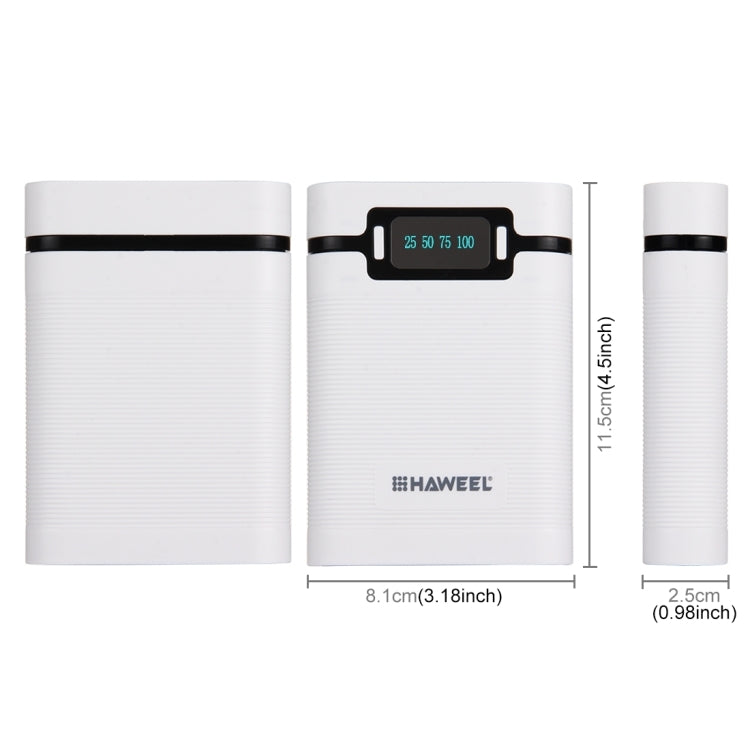 HAWEEL DIY 4 x 18650 Battery (Not Included) 10000mAh Power Bank Shell Box with 2 x USB Output & Display for iPhone, Galaxy, Sony, HTC, Google, Huawei, X...
