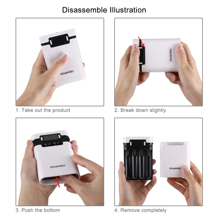 HAWEEL DIY 4 x 18650 Battery (Not Included) 10000mAh Power Bank Shell Box with 2 x USB Output & Display for iPhone, Galaxy, Sony, HTC, Google, Huawei, X...