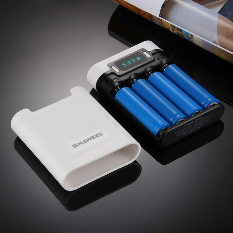 HAWEEL DIY 4 x 18650 Battery (Not Included) 10000mAh Power Bank Shell Box with 2 x USB Output & Display for iPhone, Galaxy, Sony, HTC, Google, Huawei, X...