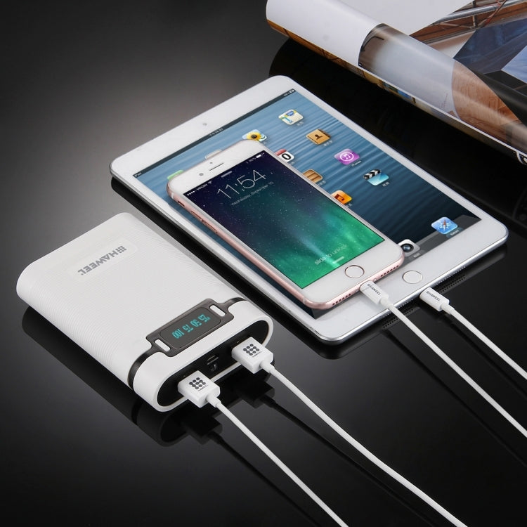 HAWEEL DIY 4 x 18650 Battery (Not Included) 10000mAh Power Bank Shell Box with 2 x USB Output & Display for iPhone, Galaxy, Sony, HTC, Google, Huawei, X...