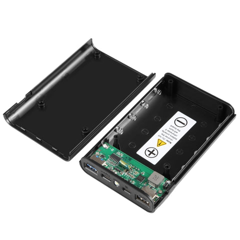 HAWEEL DIY 4x 18650 Batterie (Non Incluse) Chargeur QC à double via le 12000mAh Power Bank Shell Box avec 2x Uscite et Display USB, Support QC 2.0 / QC 3.0 / FCP / SFCP / AFC / MTK / BC 1.2 / PD, DIY 4x 18650 Batteries 12000mAh