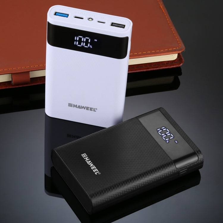 HAWEEL DIY 4x 18650 Battery (Not Included) 12000mAh Dual-way QC Charger Power Bank Shell Box with 2x USB Output & Display,  Support QC 2.0 / QC 3.0 / FC...