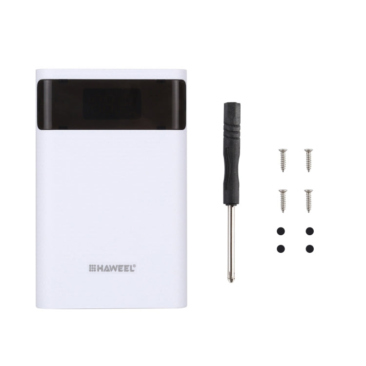 HAWEEL DIY 4x 18650 Battery (Not Included) 12000mAh Dual-way QC Charger Power Bank Shell Box with 2x USB Output & Display,  Support QC 2.0 / QC 3.0 / FC...