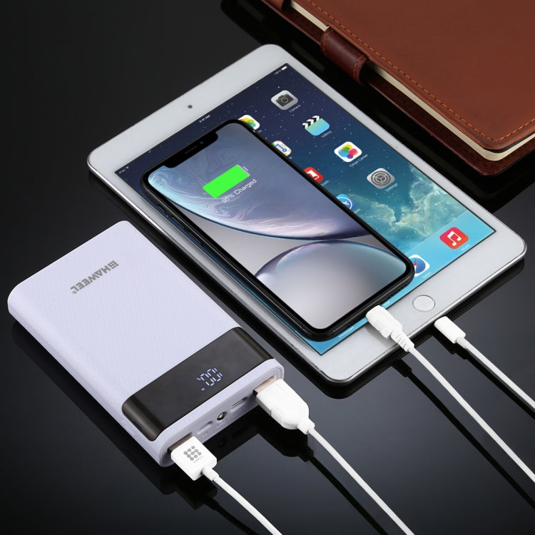 HAWEEL DIY 4x 18650 Battery (Not Included) 12000mAh Dual-way QC Charger Power Bank Shell Box with 2x USB Output & Display,  Support QC 2.0 / QC 3.0 / FC...