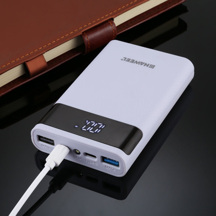 HAWEEL DIY 4x 18650 Battery (Not Included) 12000mAh Dual-way QC Charger Power Bank Shell Box with 2x USB Output & Display,  Support QC 2.0 / QC 3.0 / FC...