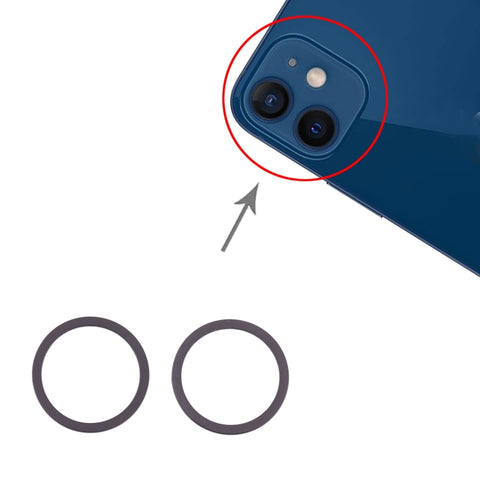 Anello di protezione in metallo con obiettivo in vetro per fotocamera posteriore da 2 pezzi per iPhone 12, For iPhone 12