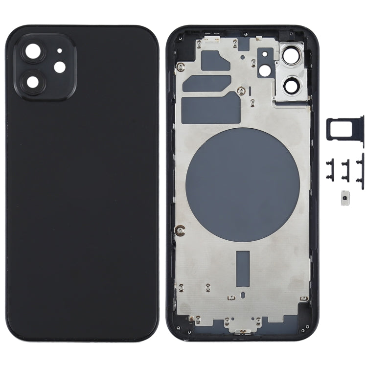 Back Housing Cover with SIM Card Tray & Side  Keys & Camera Lens for iPhone 12(White), For iPhone 12(with SIM Card Tray), For iPhone 12(with Card Tray) ...