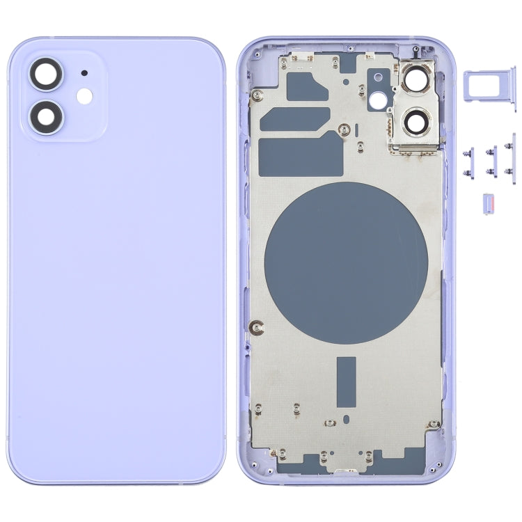 Back Housing Cover with SIM Card Tray & Side  Keys & Camera Lens for iPhone 12(White), For iPhone 12(with SIM Card Tray), For iPhone 12(with Card Tray) ...