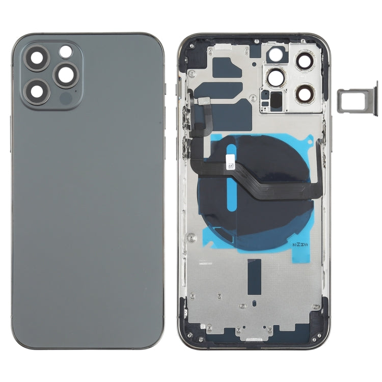 Battery Back Cover (with Side Keys & Card Tray & Power + Volume Flex Cable & Wireless Charging Module) for iPhone 12 Pro, For iPhone 12 Pro