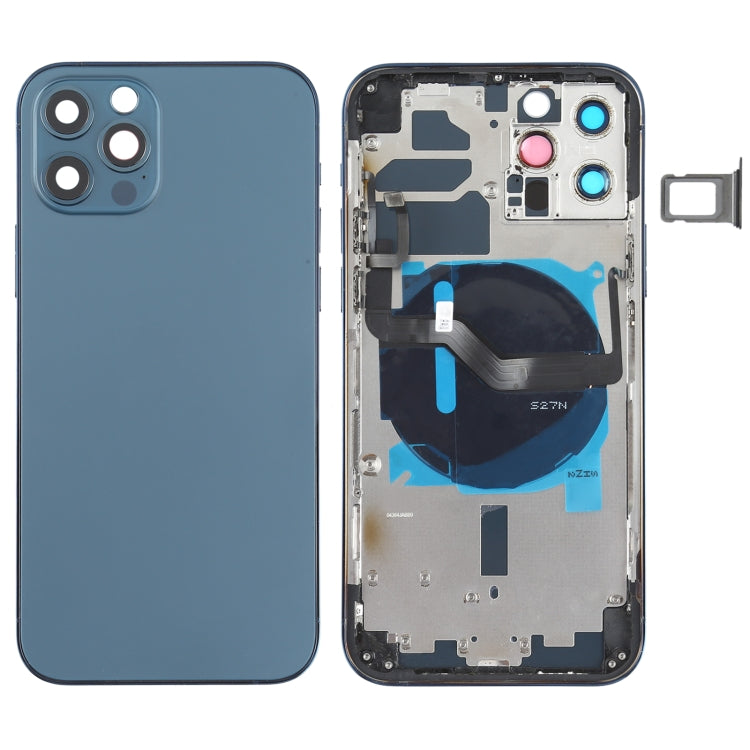 Battery Back Cover (with Side Keys & Card Tray & Power + Volume Flex Cable & Wireless Charging Module) for iPhone 12 Pro, For iPhone 12 Pro