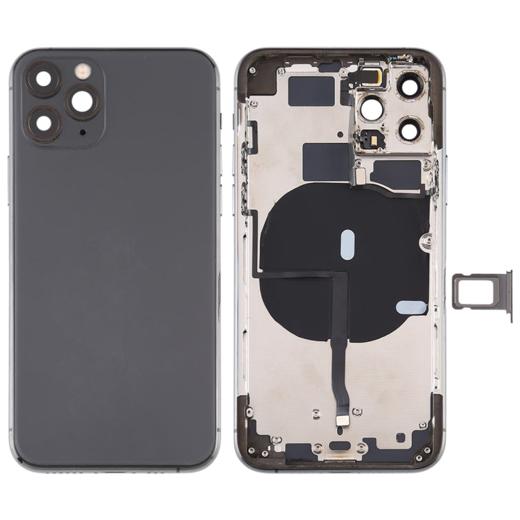 Battery Back Cover (with Side Keys & Card Tray & Power + Volume Flex Cable & Wireless Charging Module) for iPhone 11 Pro, For ip11 Pro, For iPhone 11 Pr...