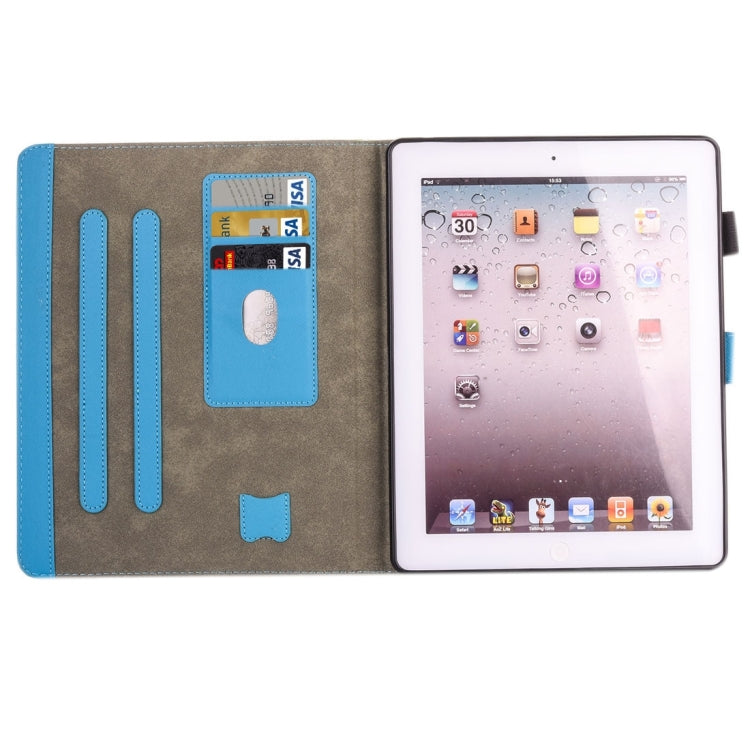 Per iPad 4/3/2 Custodia in pelle con chiusura orizzontale con supporto, portafoglio, slot per carte e slot per penna, For iPad 4 / 3 / 2, iPad 4 / 3 / 2