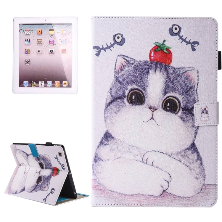 Per iPad 4/3/2 Custodia in pelle con chiusura orizzontale con supporto, portafoglio, slot per carte e slot per penna, For iPad 4 / 3 / 2, iPad 4 / 3 / 2