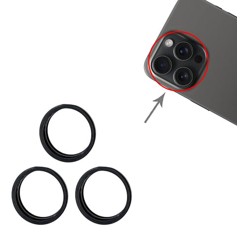 Per iPhone 15 Pro / 15 Pro Max 3 pezzi/set anello di protezione esterna in metallo con obiettivo in vetro per fotocamera posteriore, For iPhone 15 Pro / 15 Pro Max
