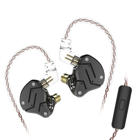 KZ ZSN Circle Iron Moving Iron Quad-core Controllo cablato Auricolare HiFi Mega Bass in-ear con microfono
