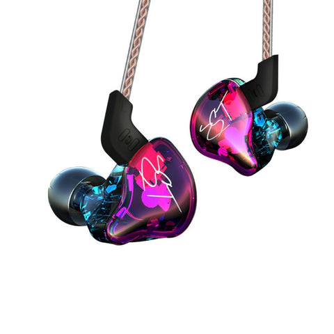 KZ ZST Circle Iron In-ear Mega Bass MP3 Auricolare doppia unità senza microfono