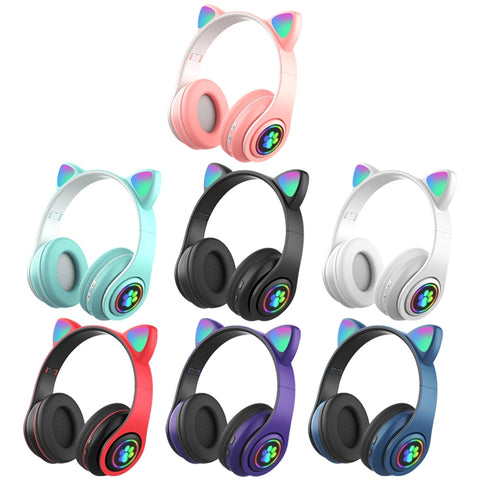Auricolare Bluetooth wireless con luce sfumata a LED B39 Cat Ear Design