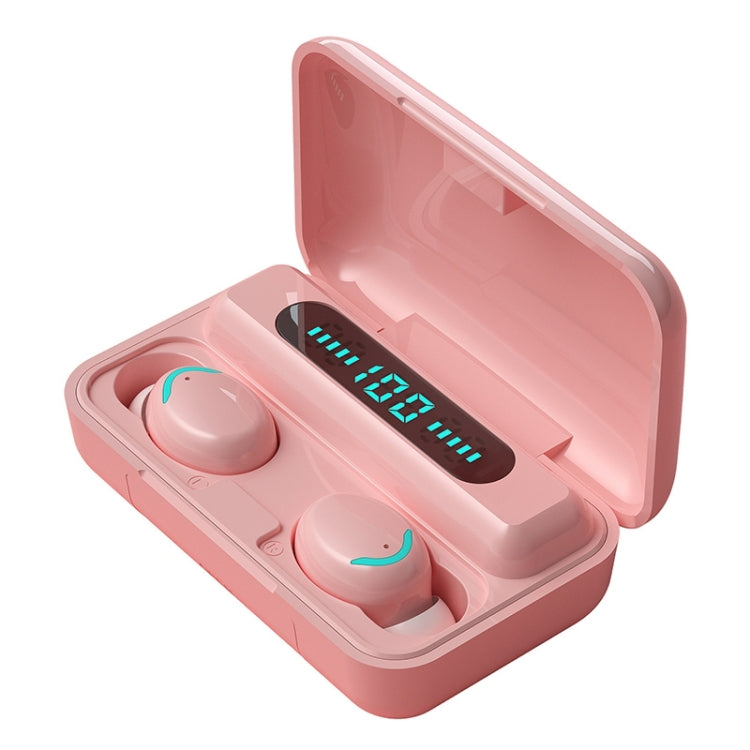 F9-5C Macaron Series Four-bar Breathing Light + Digital Display Noise Reduction Bluetooth Earphone, F9-5C Macaron Four-bar Light Dark Blue              ...