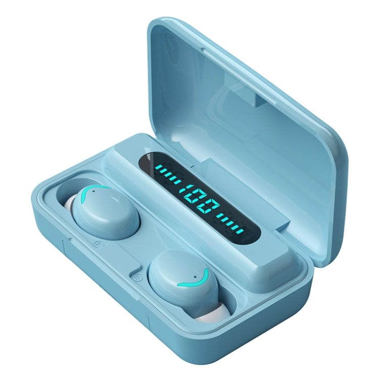 F9-5C Macaron Series Four-bar Breathing Light + Digital Display Noise Reduction Bluetooth Earphone, F9-5C Macaron Four-bar Light Dark Blue              ...