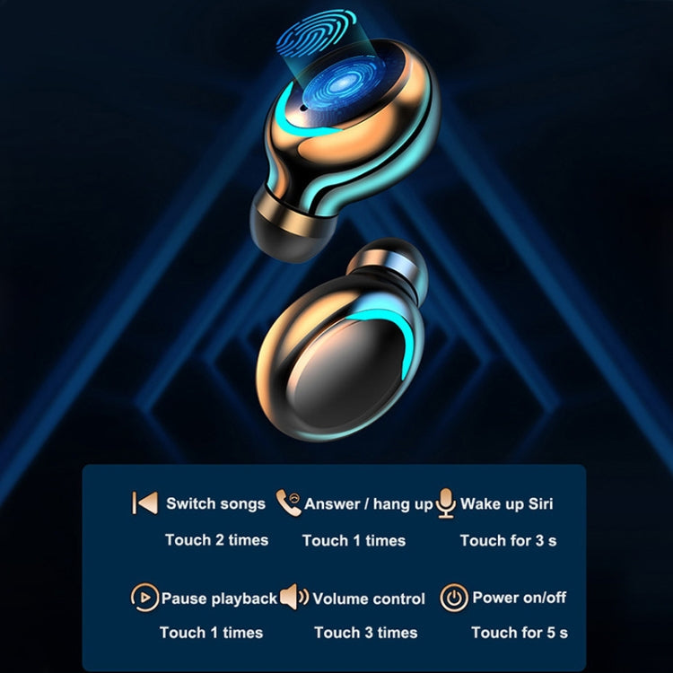 F9-5C Macaron Series Four-bar Breathing Light + Digital Display Noise Reduction Bluetooth Earphone, F9-5C Macaron Four-bar Light Dark Blue              ...