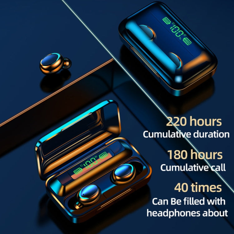 F9-5C Macaron Series Four-bar Breathing Light + Digital Display Noise Reduction Bluetooth Earphone, F9-5C Macaron Four-bar Light Dark Blue              ...