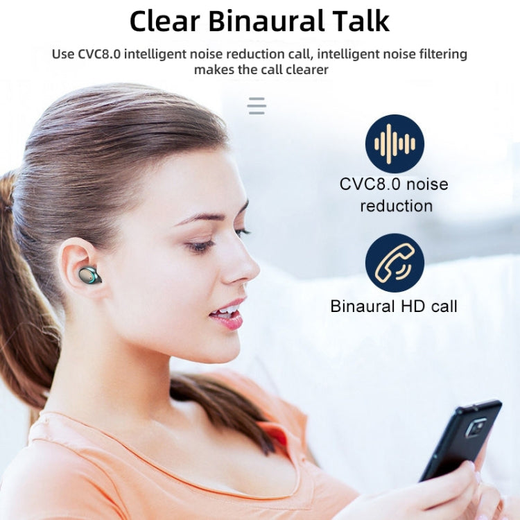 F9-5C Macaron Series Four-bar Breathing Light + Digital Display Noise Reduction Bluetooth Earphone, F9-5C Macaron Four-bar Light Dark Blue              ...