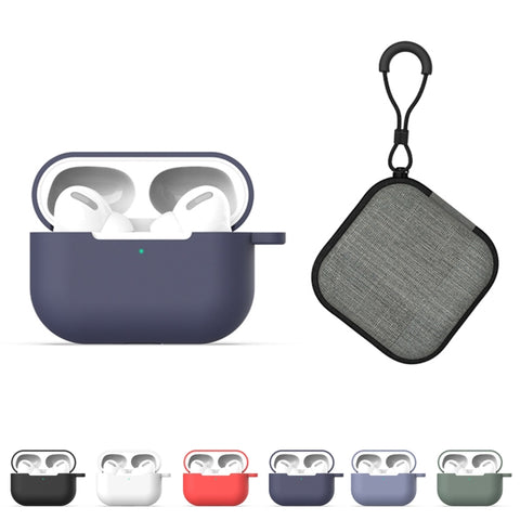 Per AirPods Pro 5 in 1 Custodia protettiva per auricolari in silicone + Borsa per auricolari + Fibbia per auricolari + Gancio + Set di corde anti-perso, For AirPods Pro
