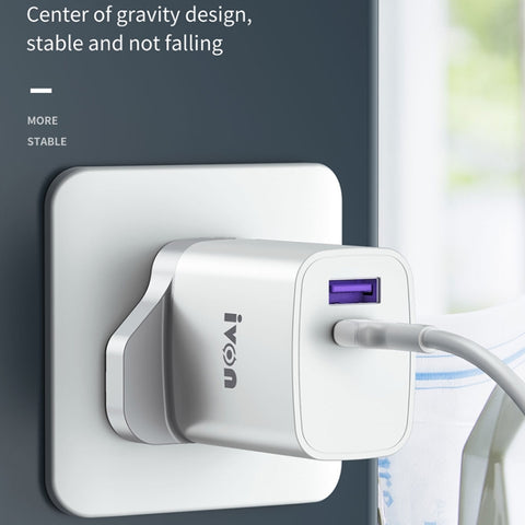 Ivon AD52 18W USB-C / Type-C + port double USB PD rapide