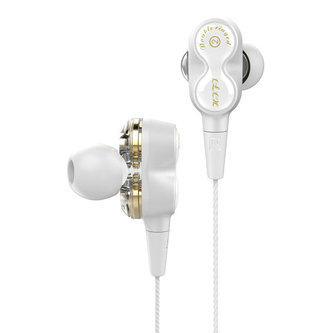 D12 1.2m Wired In Ear Interfaccia da 3,5 mm Auricolari HIFI stereo controllati da filo Loop a doppio movimento Esecuzione di giochi Cuffie musicali con confezione, D12 With Packaging (White), D12 With Packaging (Black)