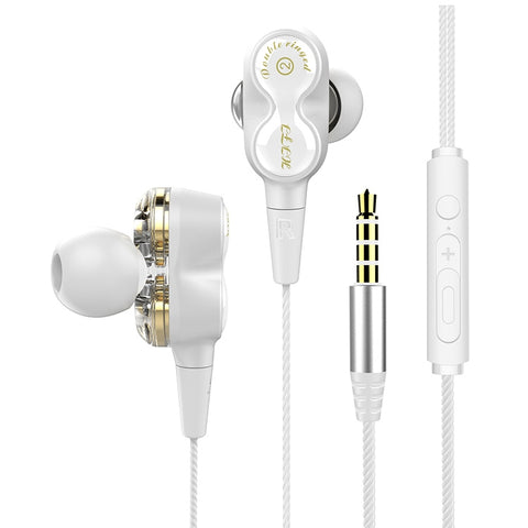 D12 1.2m Wired In Ear Interfaccia da 3,5 mm Auricolari HIFI stereo controllati da filo Loop a doppio movimento Esecuzione di giochi Cuffie musicali con confezione, D12 With Packaging (White), D12 With Packaging (Black)