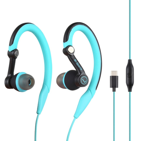 Mucro Type-C Plug In-Ear Sport Cuffie stereo cablate con gancio per l'orecchio per la palestra di jogging, Type-C