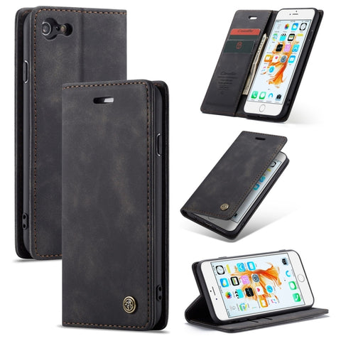 CaseMe-013 Custodia in pelle multifunzionale retro satinata con chiusura orizzontale per iPhone 6 / 6s, con slot per carte, supporto e portafoglio, For iPhone 6 / 6s